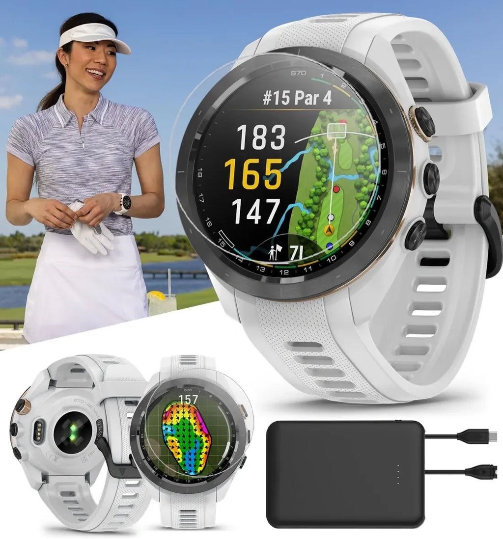 Summer Sale⛳S70 (White, 42mm) Golf GPS Watch Bundle