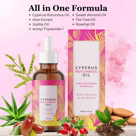 Natural Hair Removal Oil - Cyperus Rotundus Oil for Permanent Hair Reduction & Silky Smooth Skin