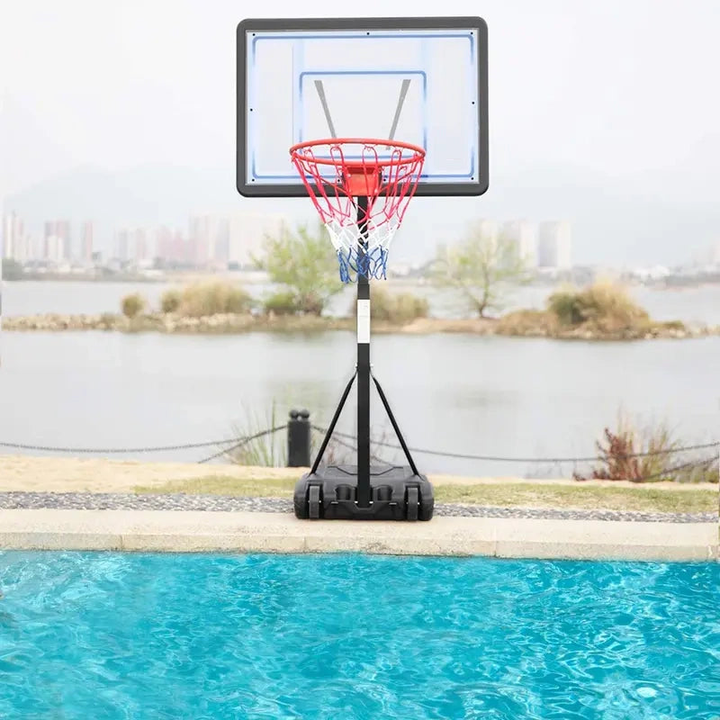 Portable Pool Basketball Hoop and Volleyball Set for Swimming Pools With Two Ball