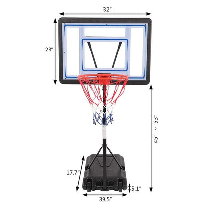 Portable Pool Basketball Hoop and Volleyball Set for Swimming Pools With Two Ball