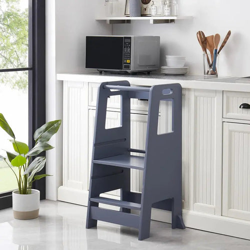 Wooden Kitchen Step Stool for Kids with Adjustable Footrest👶