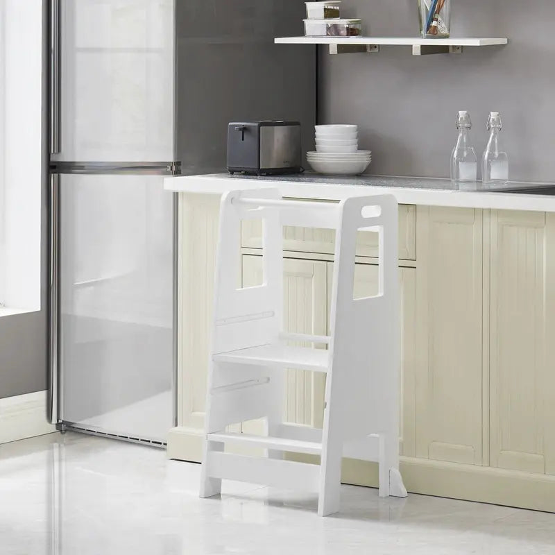 Wooden Kitchen Step Stool for Kids with Adjustable Footrest👶