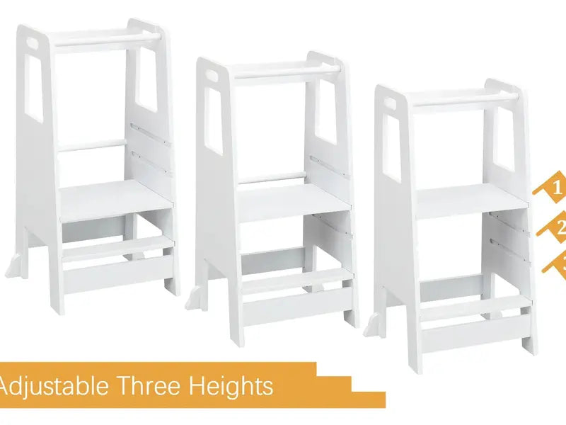 Wooden Kitchen Step Stool for Kids with Adjustable Footrest👶
