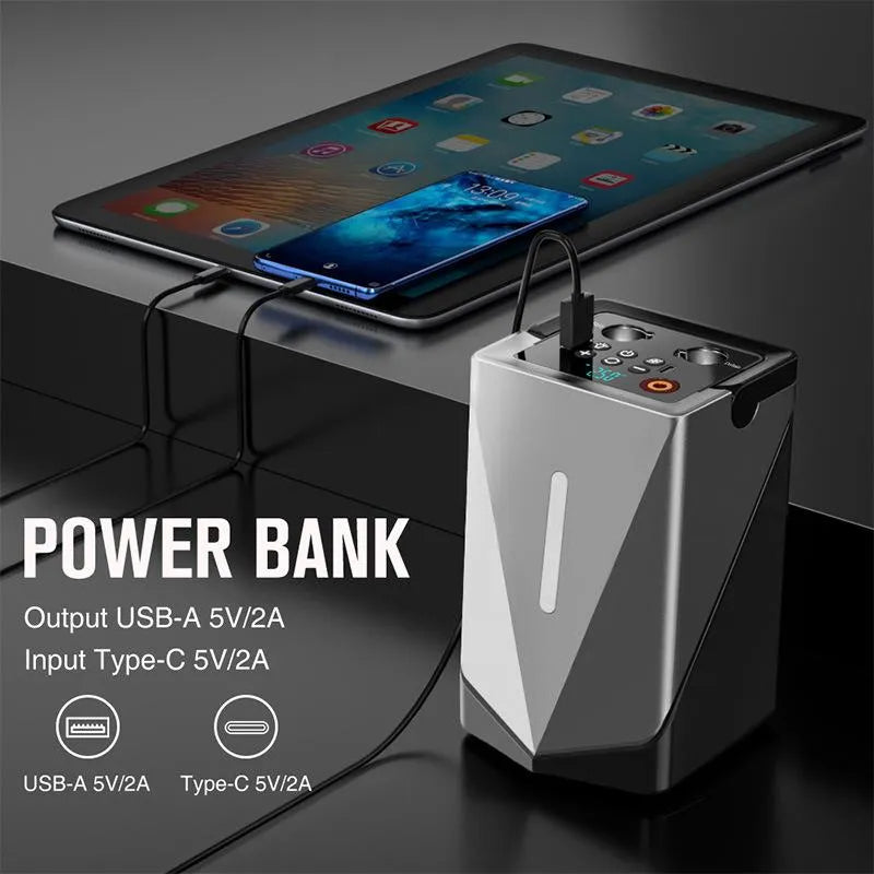 Portable Jump Starter with Air Pump, Blower & LED Light(12000 mAh)