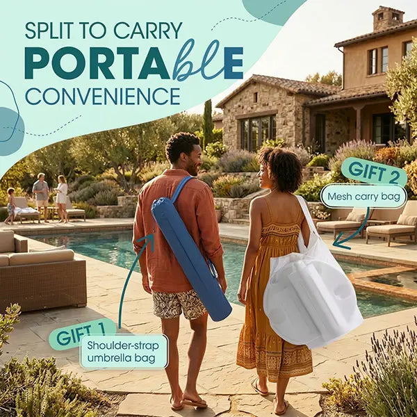 Floating Pool Umbrella with Bar and Base, Portable Pool Bar Table Umbrellas with Cup Holder & Phone Stand, Floating Poolside Shade