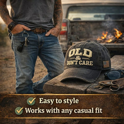 🖤2026 New Year · 40% OFF🖤Vintage Distressed “OLD & DON’T CARE” Cap